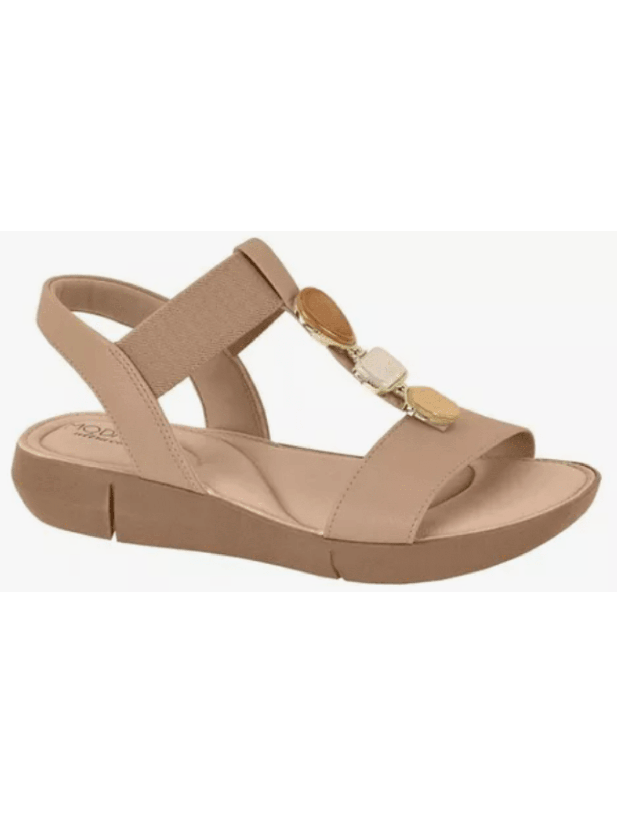 Sandália Papete Modare Ultraconforto Anabela Com Elástico E Pedraria Look Verão - Imagem 7