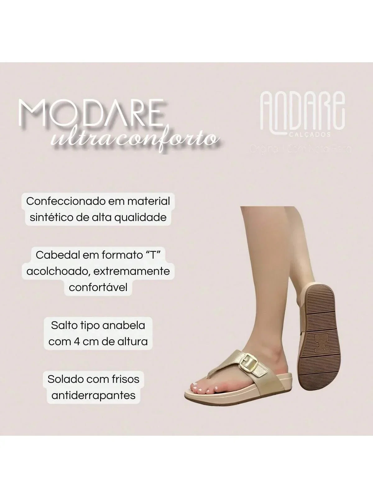 Tamanco Modare Ultra Conforto Ortopedico Anabela - Imagem 8