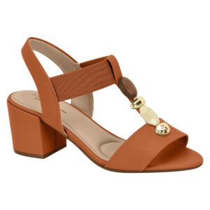 Sandália Modare Salto Bloco Com Elástico E Pedraria Look Feminino