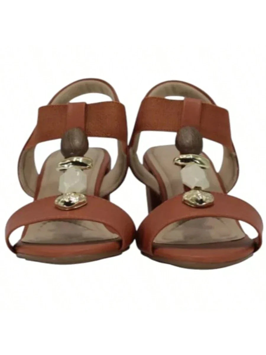 Sandália Modare Salto Bloco Com Elástico E Pedraria Look Feminino - Imagem 2