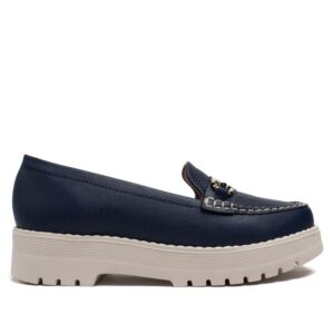 Mocassim Feminino Modare em Napa com Detalhe Dourado e Costuras Marinho