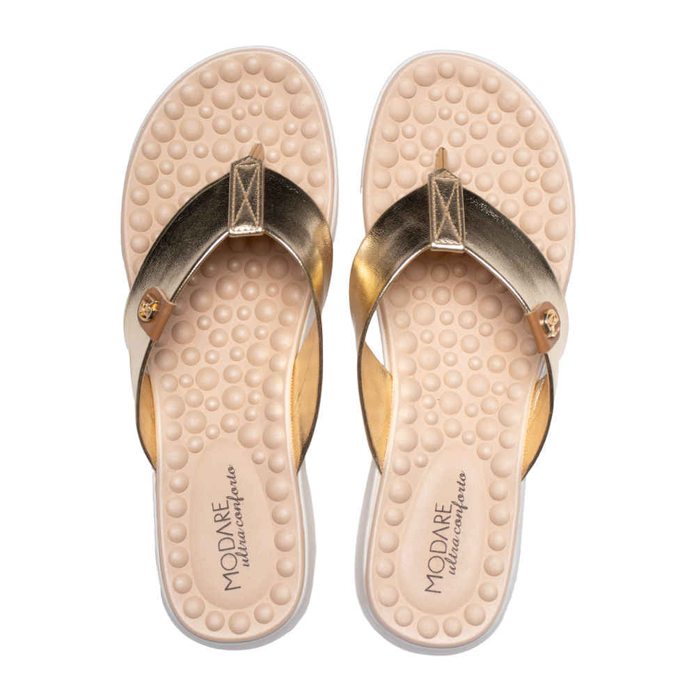 Chinelo Feminino Modare com Tira Larga Metalizada Dourado - Imagem 2