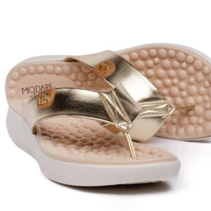 Chinelo Feminino Modare com Tira Larga Metalizada Dourado